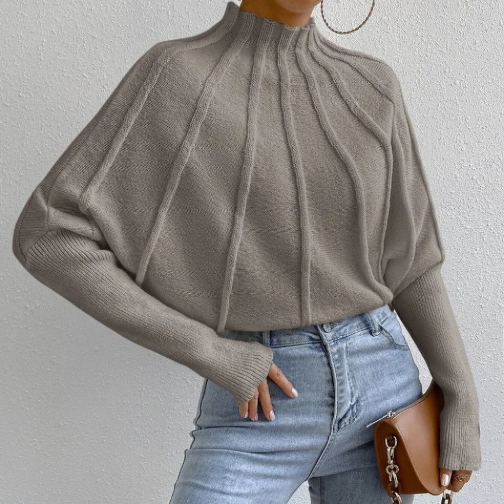Grey Womens Batwing Sleeve Sweater - Picture 4 of 4